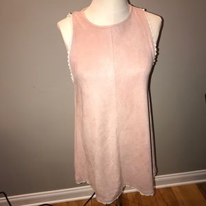 Pink suede mini dress